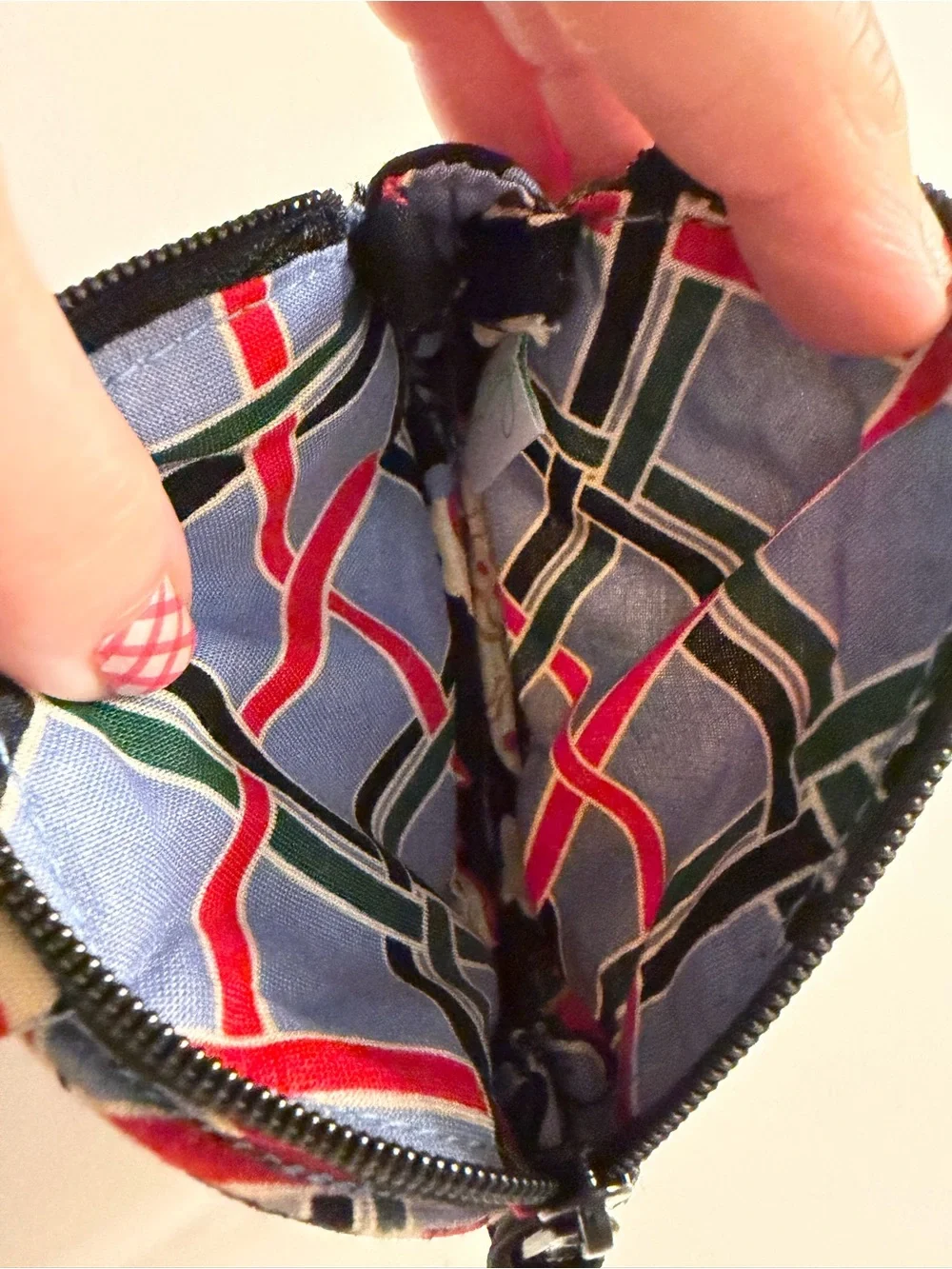 Vera Bradley Black, Red & Cream Quilted Floral Pouch